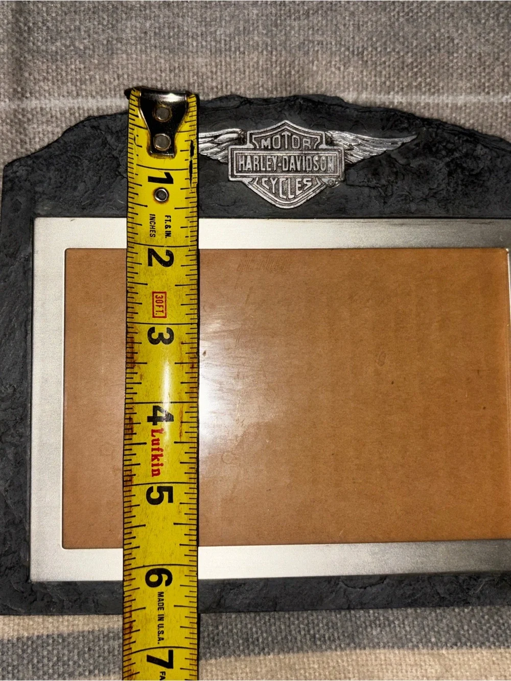 VTG Harley Davidson Photo Frame Metal & Stone Slate Style For 4 X 6